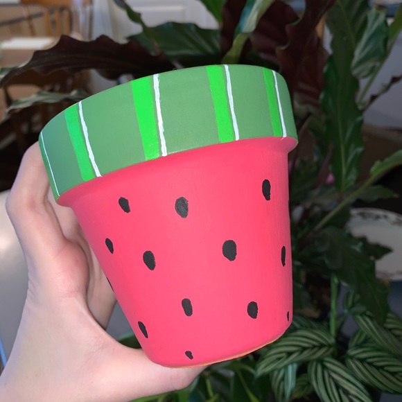🎉HP!! 🍉NEW! Watermelon Hand Painted Flower Pot - Picture 4 of 15